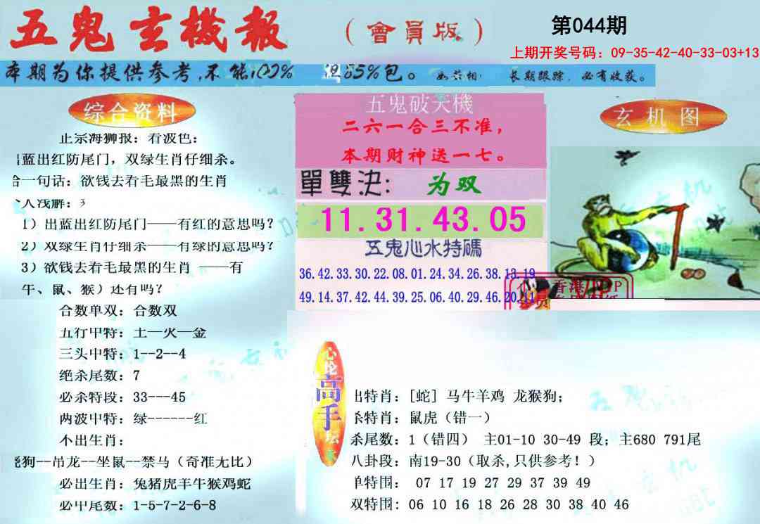 044期新五鬼玄机[图]