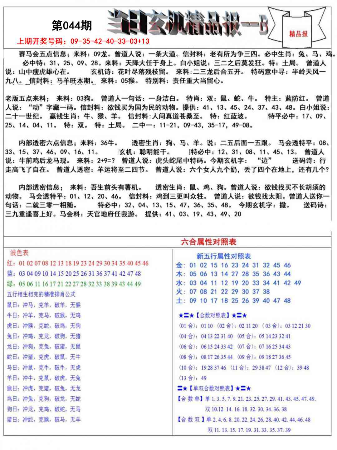 044期当日玄机精品报B[图]